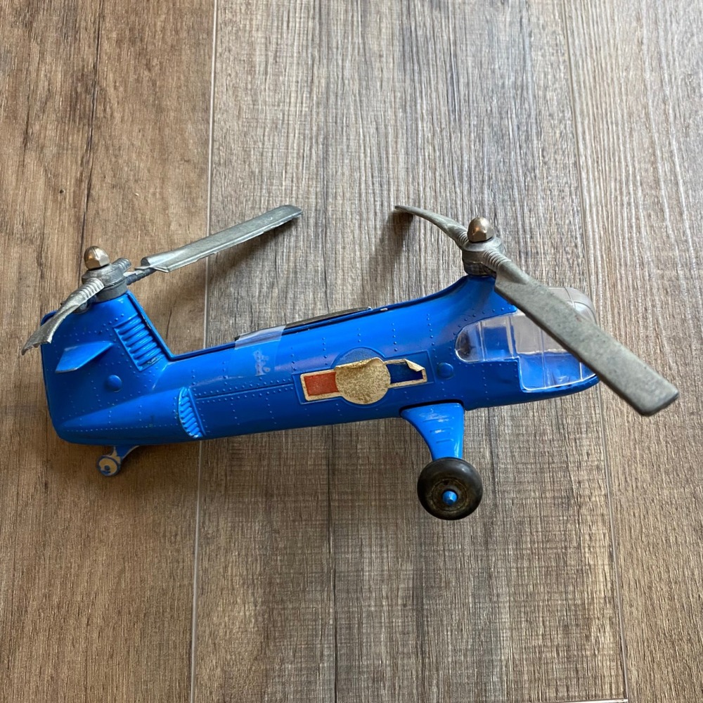 Vintage Hubley Kiddie Toy Blue Diecast Dual Rotor Helicopter Lancaster PA USA
